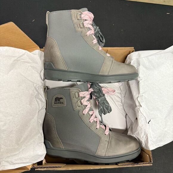 New Sorel Evie II NW Lace Quarry Grill Waterproof Leather Boots 7 - Picture 3 of 5